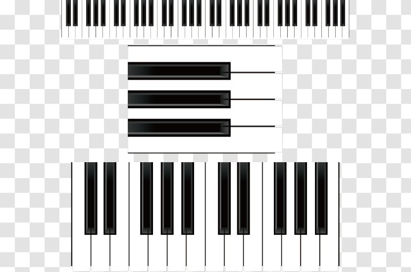 Musical Keyboard Piano Clip Art - Electronic Device - Vector Black And White Keys Transparent PNG