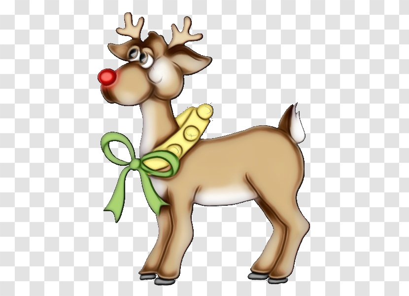Reindeer - Watercolor - Fictional Character Tail Transparent PNG