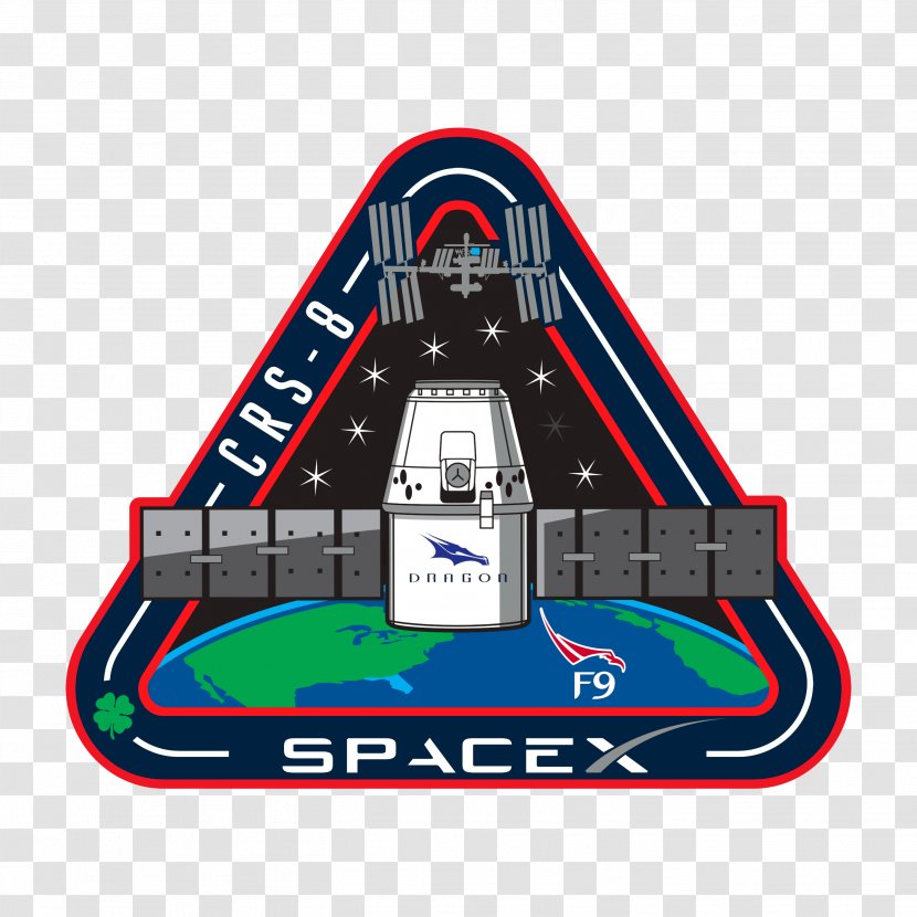 SpaceX CRS-8 International Space Station Dragon Falcon 9 Mission Patch - Rocket Transparent PNG