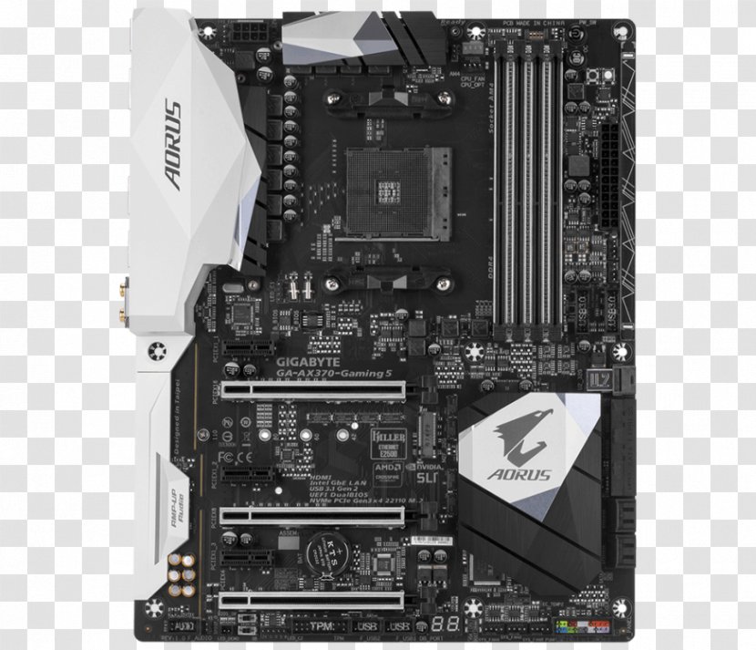 Socket AM4 Motherboard Gigabyte GA-AX370-Gaming 5 Technology ATX - Personal Computer - Cooling Transparent PNG