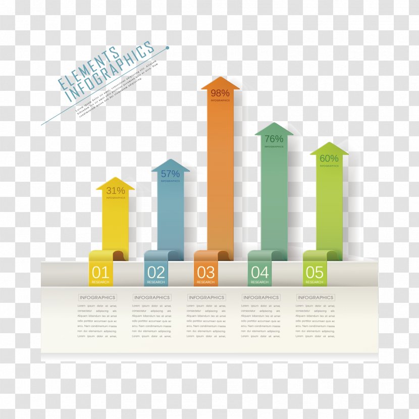 Bar Chart Infographic Element Classification - Statistics - Vector Colored Arrows Transparent PNG