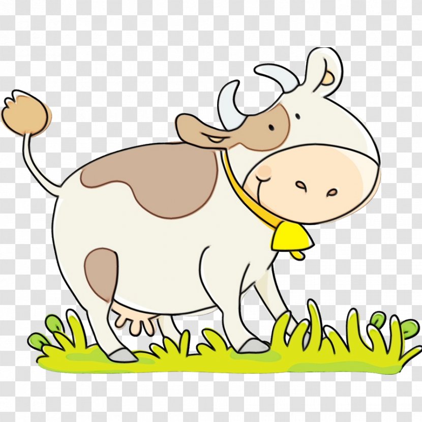 Watercolor Animal - Cattle - Tail Figure Transparent PNG