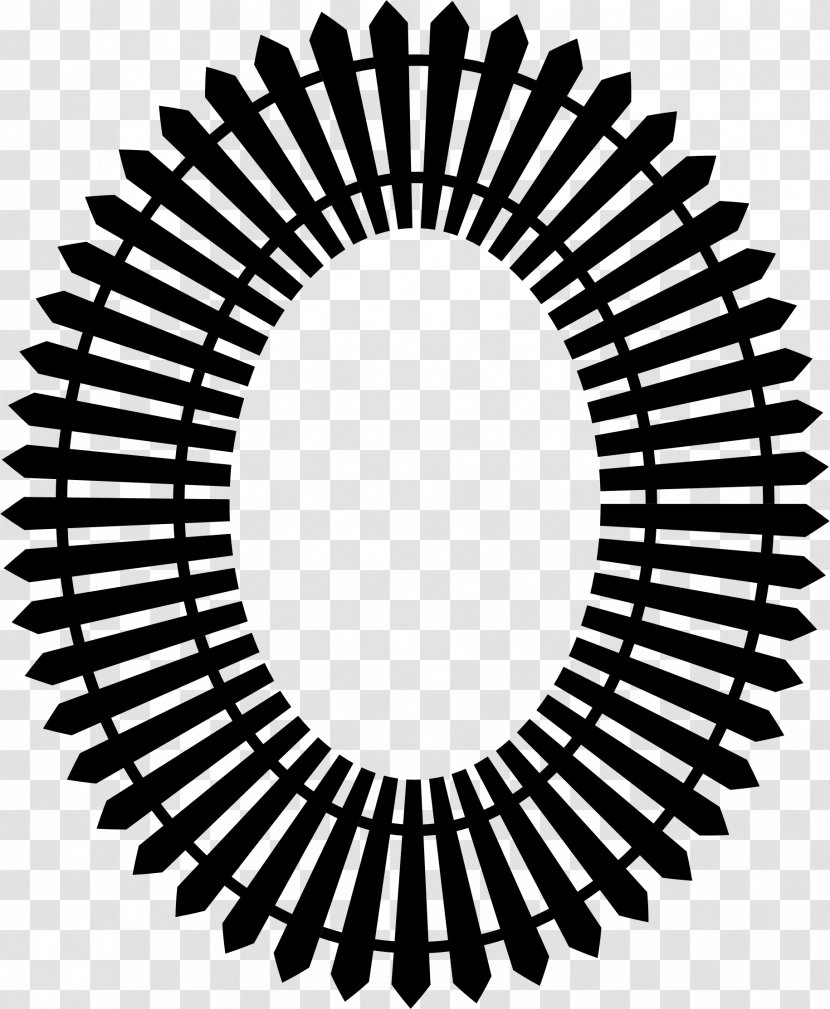 Picket Fence Clip Art - Black And White - Peace Symbol Transparent PNG
