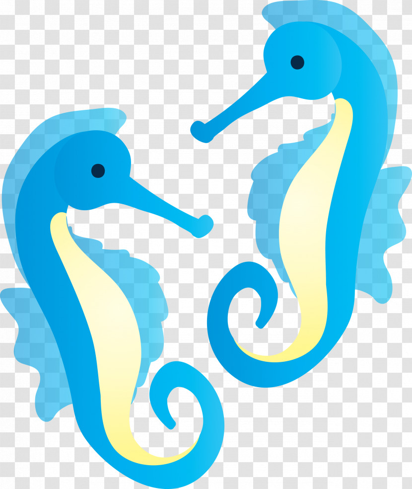 Seahorse Blue Aqua Beak Bird Transparent PNG