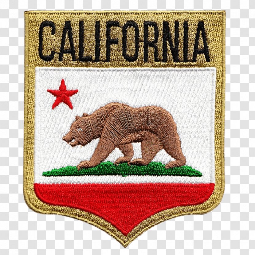 Embroidered Patch Embroidery Emblem California Grizzly Bear Patch, Transparent PNG