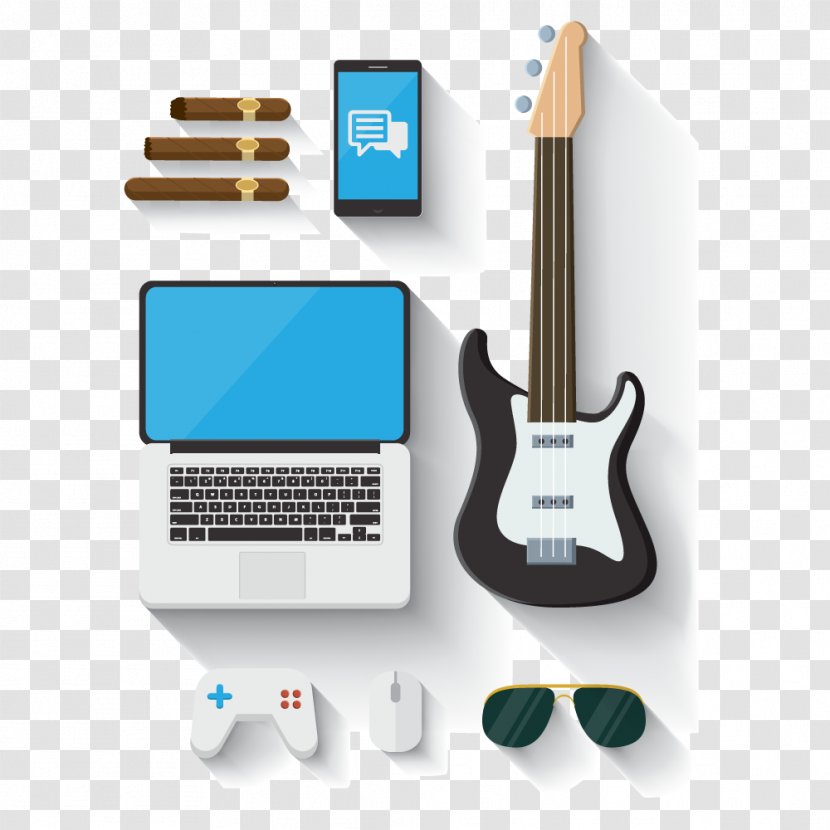 Guitar Computer Network Download - Cartoon - Vector Transparent PNG