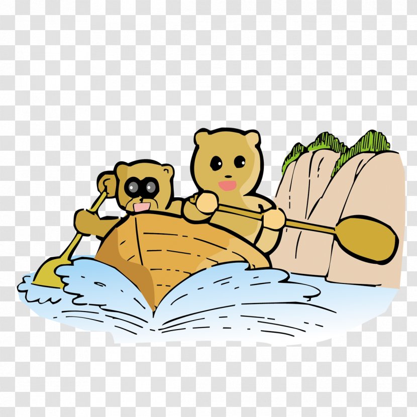 Rowing Oar Ship - Cartoon - Bear Transparent PNG