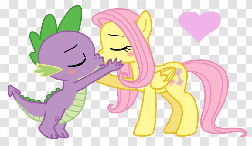 Pony Spike Rarity Fluttershy Applejack - Silhouette - Shy Kiss Transparent PNG