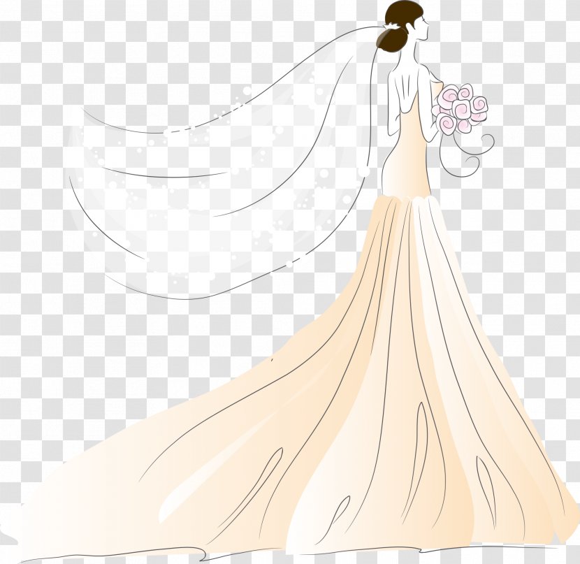 Bride Contemporary Western Wedding Dress - Heart - Vector Wearing A Transparent PNG