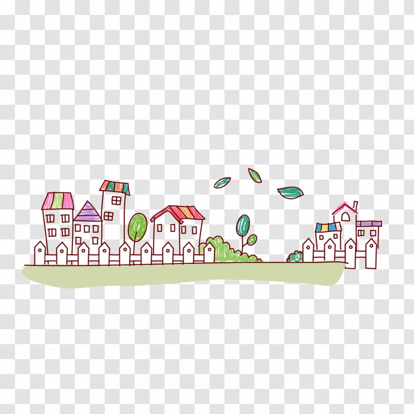 Cartoon Simple Small Town - Flower Transparent PNG