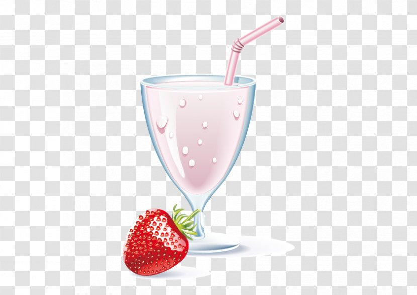 Milkshake Smoothie Strawberry Drink - Batida - Vector Glass Transparent PNG