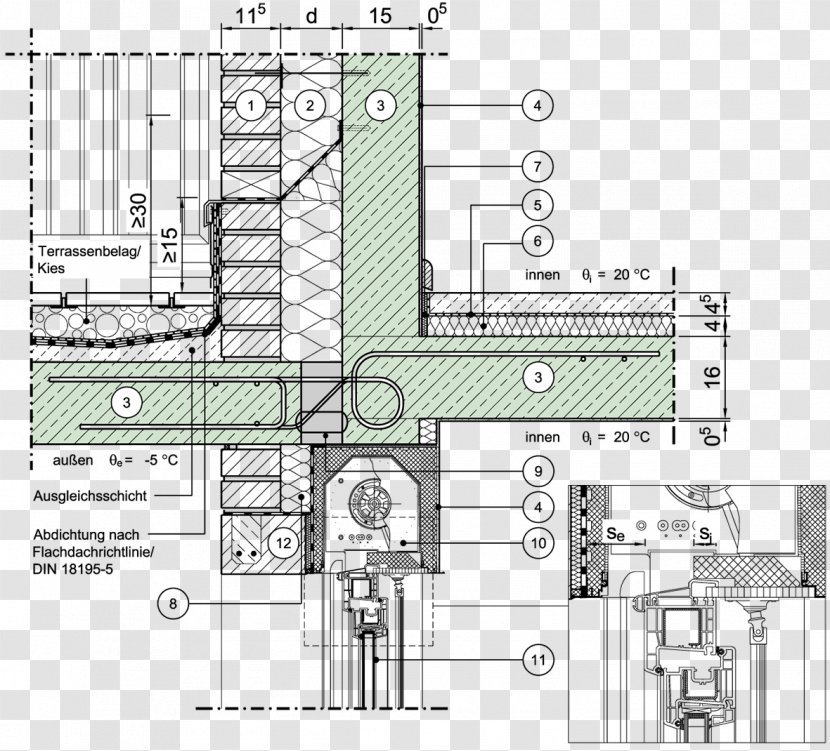 DIN 18195 Floor Plan Facade Masonry Veneer Window - Schematic - Rollup Bundle Transparent PNG