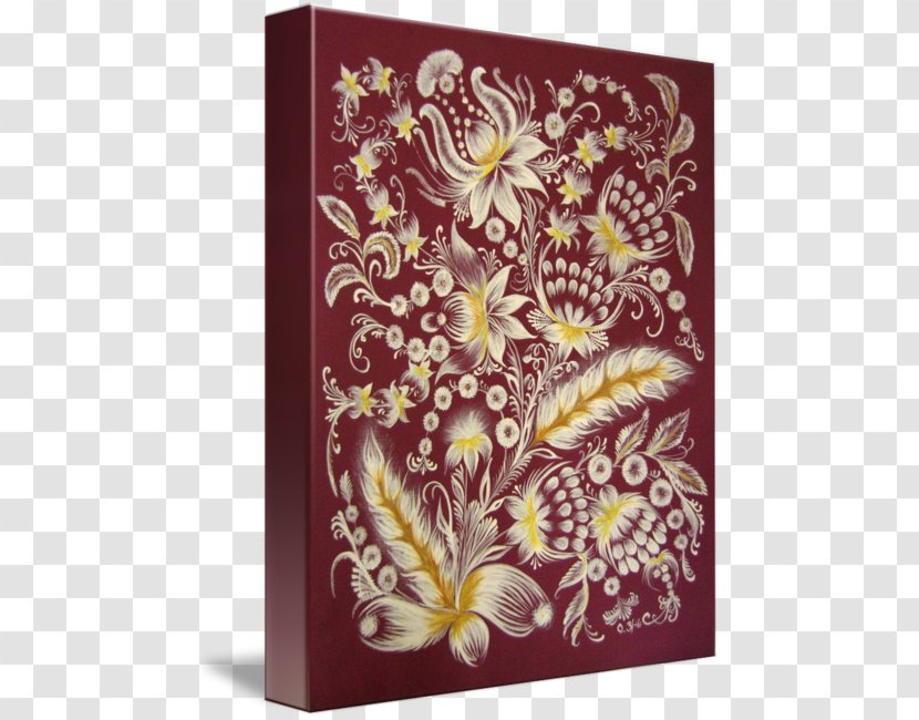 Paper Floral Design Art Canvas Painting - Rectangle - Watercolor Burgundy Transparent PNG