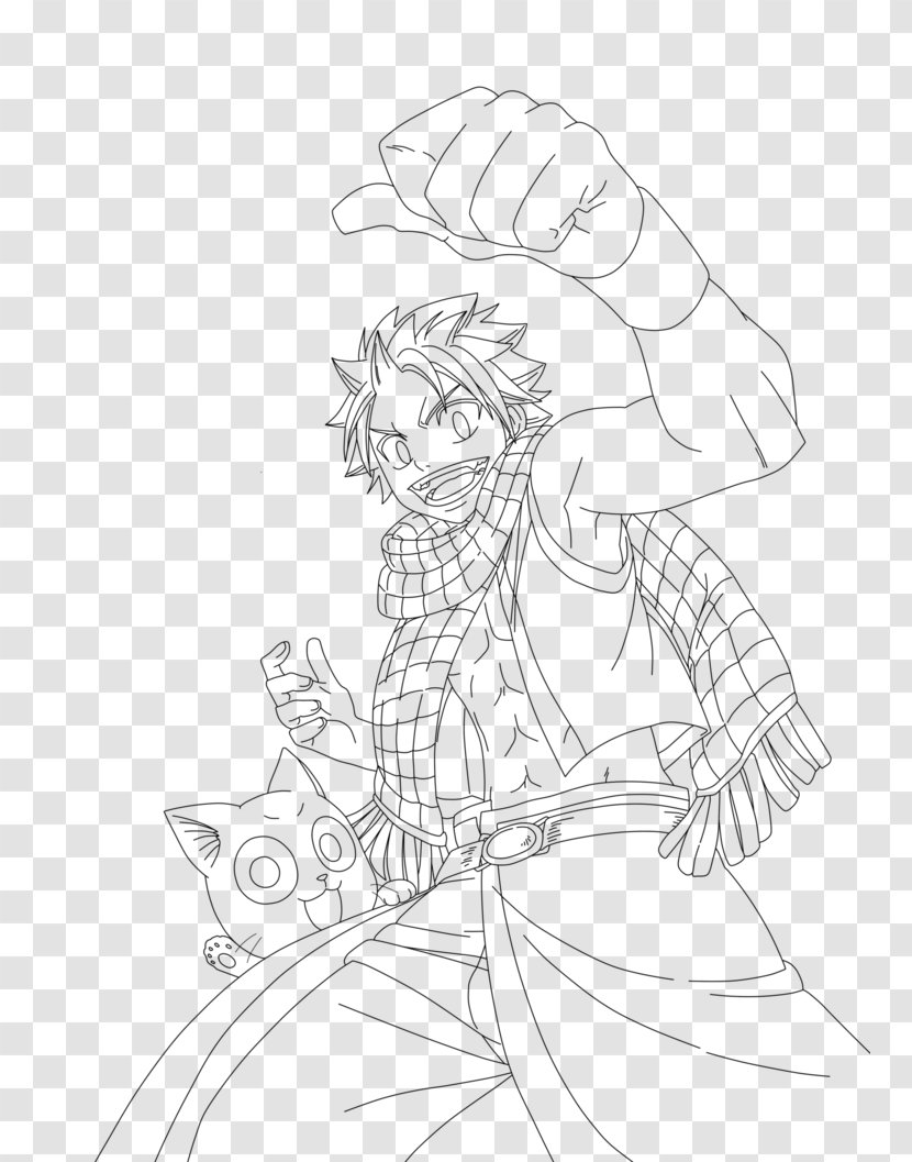 Line Art Sketch Natsu Dragneel Illustration - Finger - Dragon Slayer Fairy Tail Transparent PNG