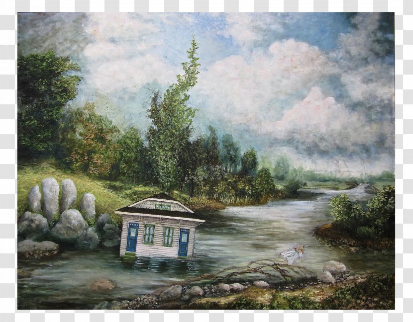 Watercolor Painting River Bayou Landscape - Inlet Transparent PNG