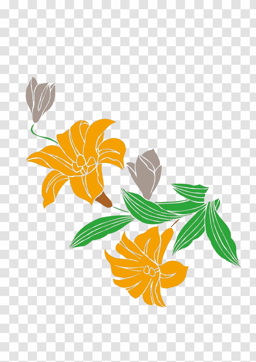 Download Lilium Clip Art - Orange - Hand-painted Lily Transparent PNG