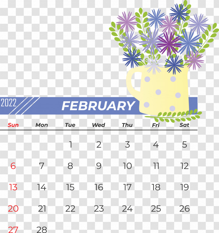 Calendar Line Font Yellow Flower Transparent PNG