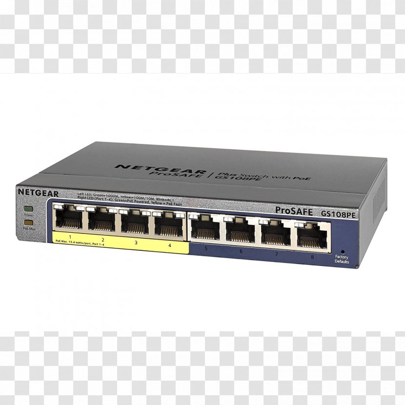 Power Over Ethernet Network Switch Gigabit Port Computer - Fast - Ieee 8023at Transparent PNG