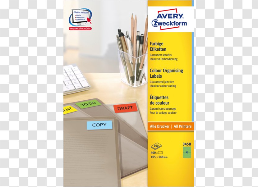 Paper Label Avery Zweckform Dennison - Office Supplies - Inkjet Material Transparent PNG