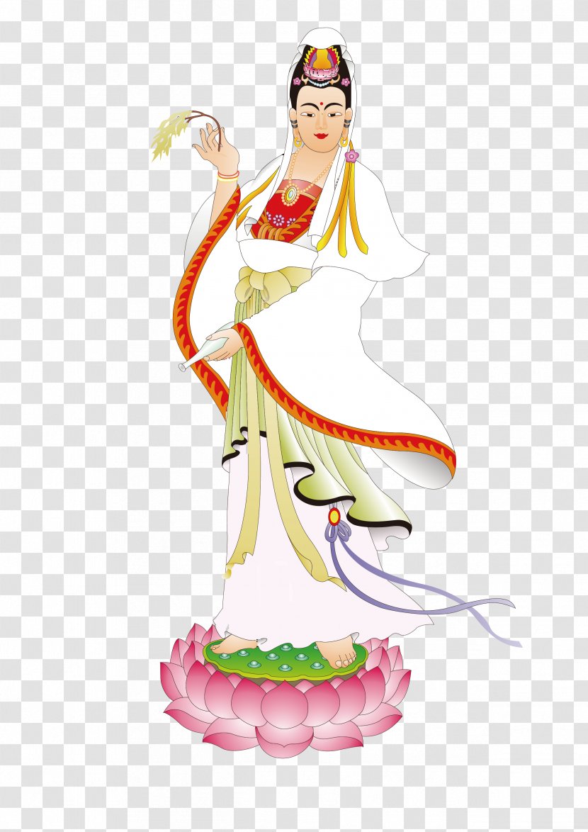 Guanyin Bodhisattva Buddhahood Enlightenment In Buddhism - Art - Standing On A Lotus Seat Transparent PNG