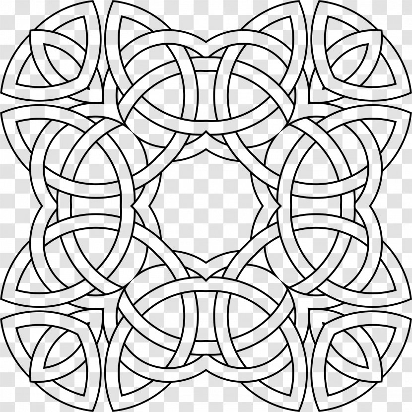 Engraving Drawing Celtic Knot Clip Art - Coloring Book - Interlocking Transparent PNG