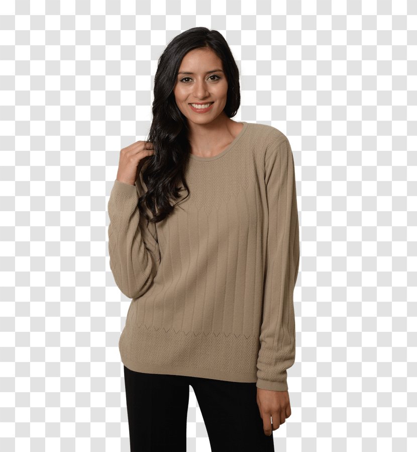 Long-sleeved T-shirt Sweater Blouse - Beige Transparent PNG