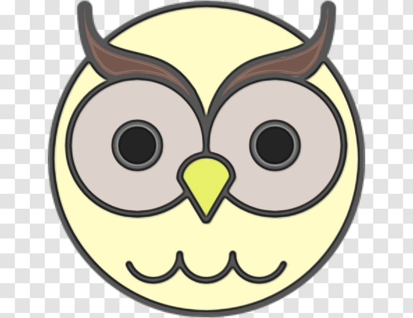 Owl White Yellow Cartoon Clip Art - Eye Bird Of Prey Transparent PNG