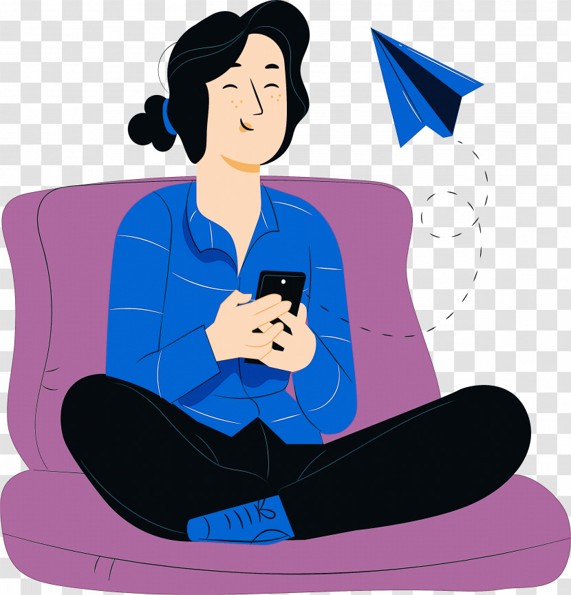 Girl Playing Mobile Phone Transparent PNG