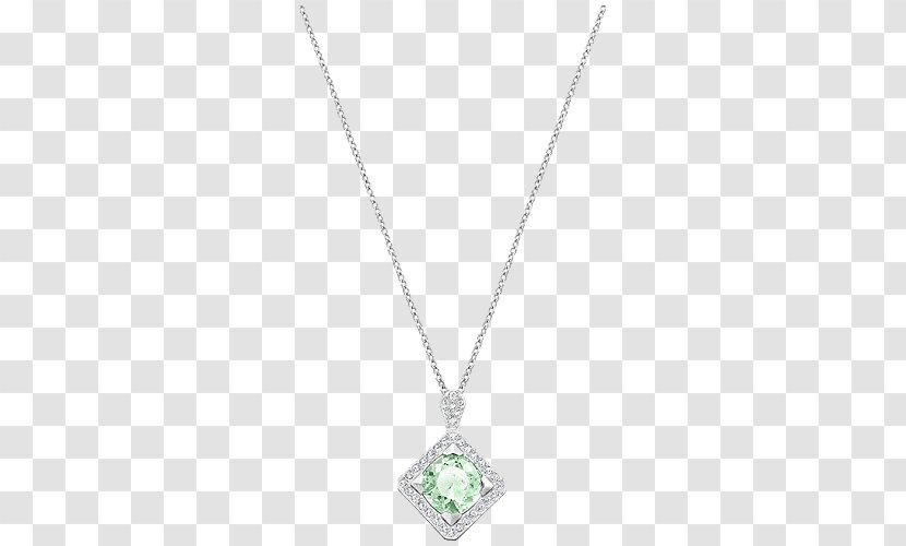 Locket Necklace Chain Body Piercing Jewellery - Pendant - Swarovski Women Green Transparent PNG