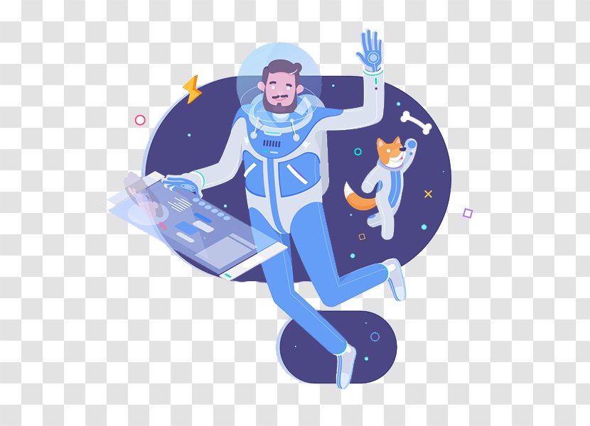 Drawing Graphic Design Cartoon Illustration - Material - Blue Astronaut Transparent PNG