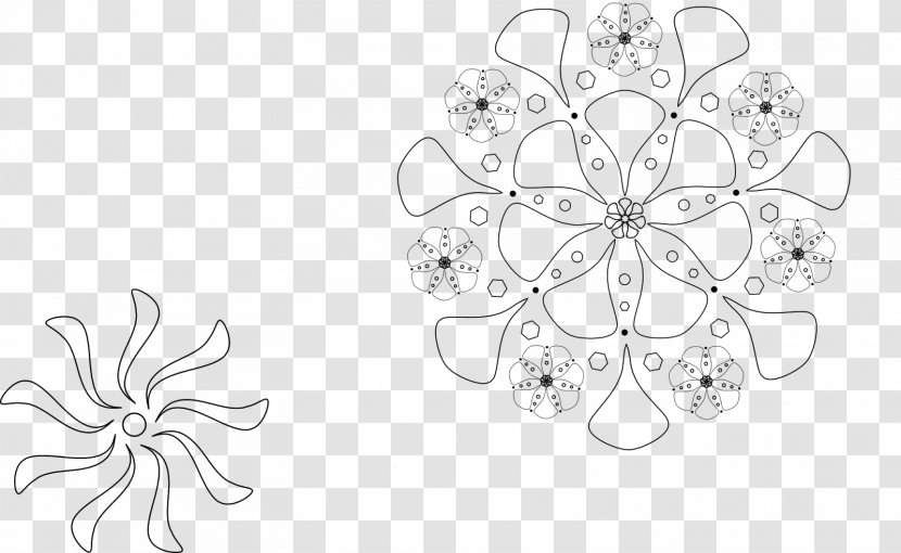 Petal Floral Design White Flower Pattern - Black Transparent PNG
