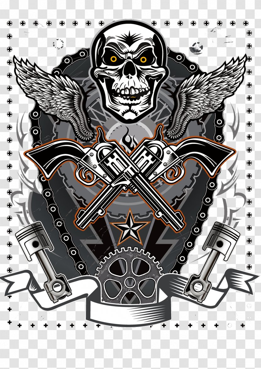Illustrator Punk Rock Illustration - Art - Double Skeleton Skull Non-mainstream Star Wings Transparent PNG