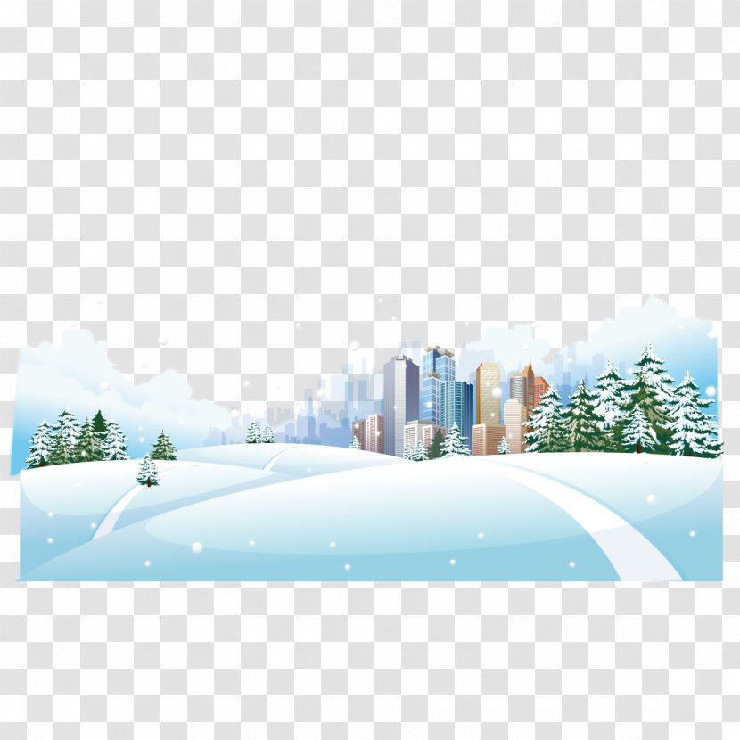 Snow Winter Clip Art - Poster - Snowy City Transparent PNG