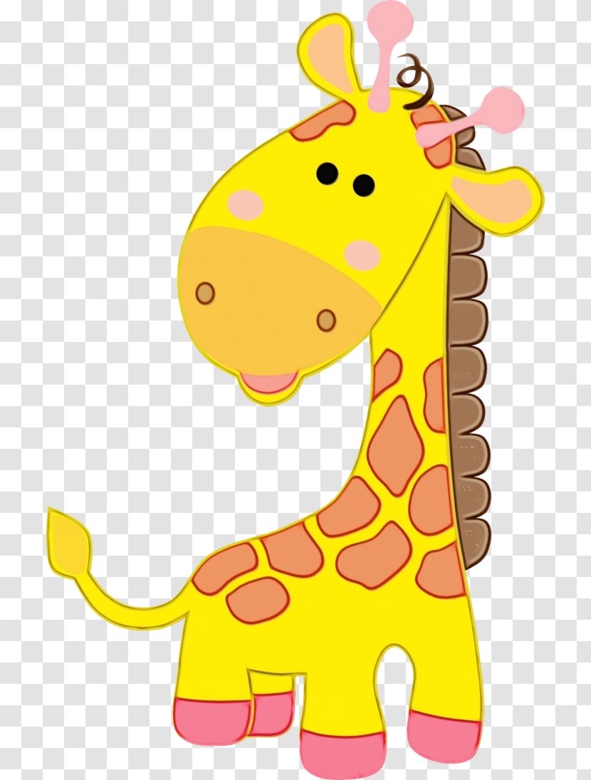 Giraffe Giraffidae Yellow Clip Art Cartoon - Wet Ink - Snout Nose Transparent PNG