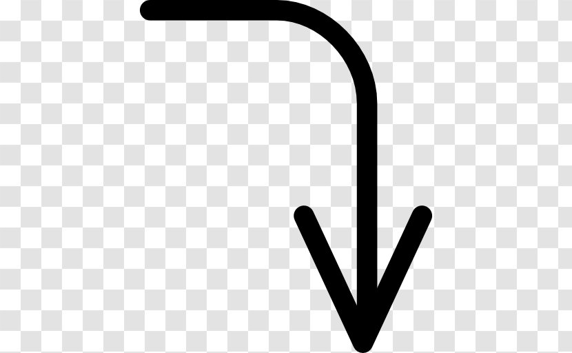 Arrow Symbol - Black And White - Down Transparent PNG