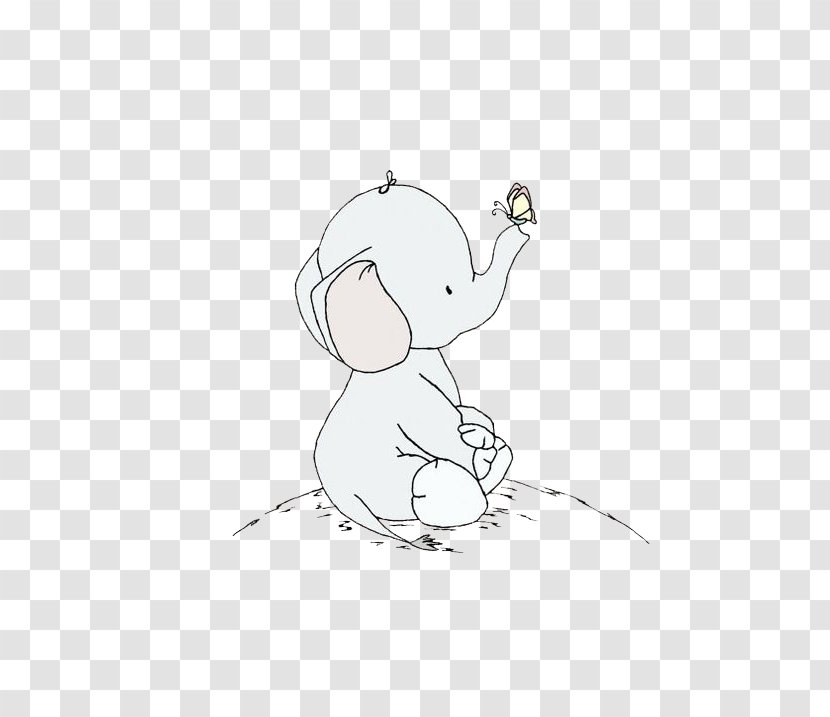 Drawing Elephant Clip Art - Cartoon - Butterfly Baby Transparent PNG