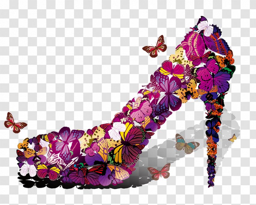 High-heeled Footwear Court Shoe Stiletto Heel - High Heeled - Butterfly Heels Transparent PNG