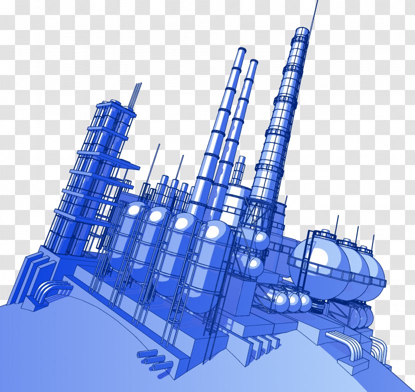 Chemical Plant Factory Illustration - Machine - Blue Oil Building Transparent PNG