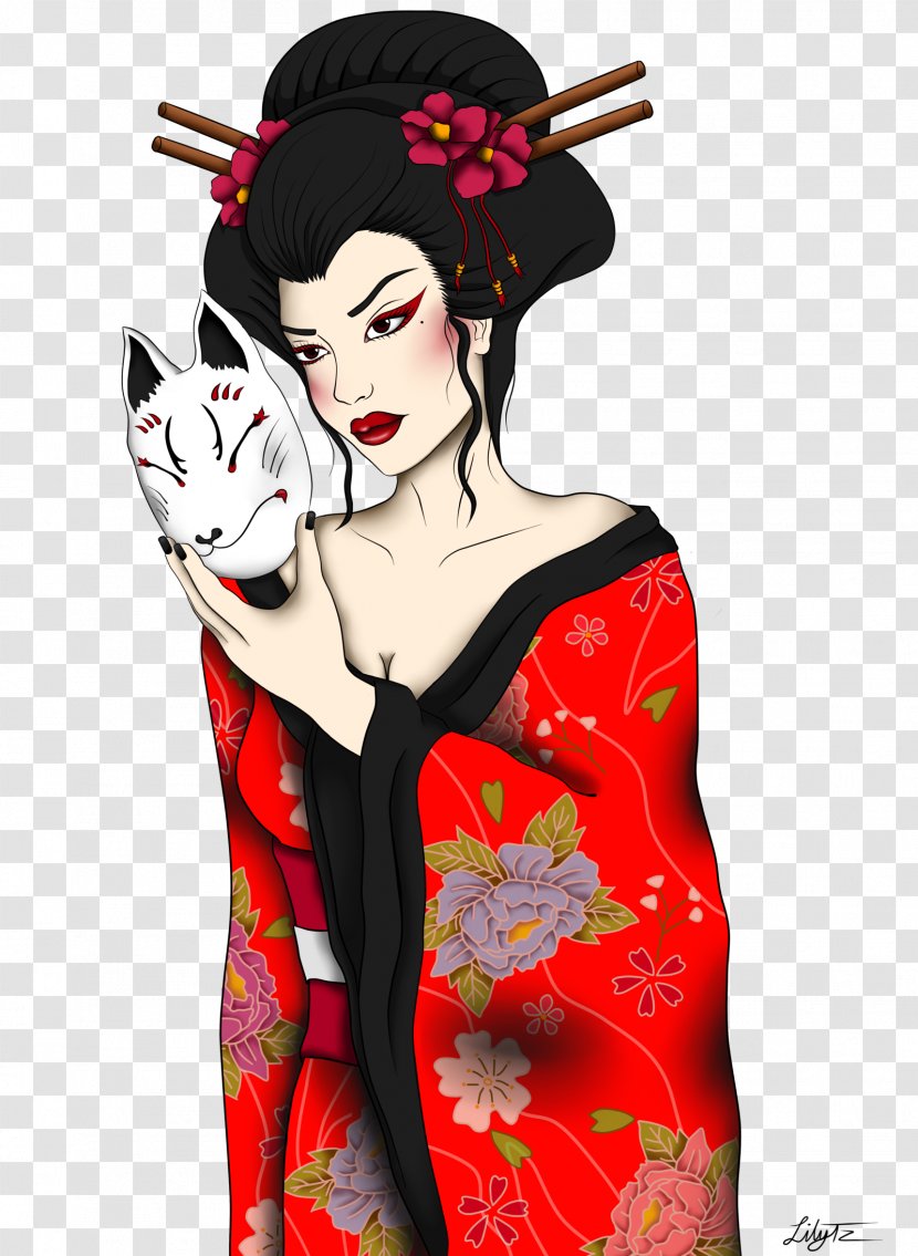 Geisha Costume Design Illustration Fiction - Wear A Mask Transparent PNG