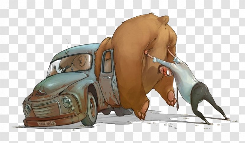 Drawing Toon Art Illustration - Cartoon - Fresh Bear Car Transparent PNG