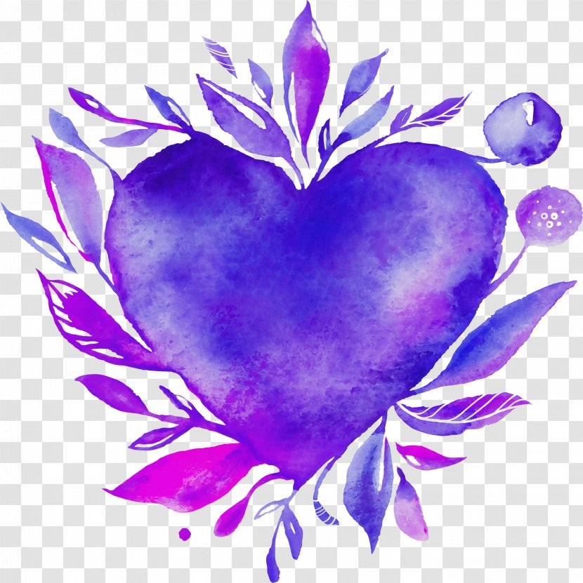 Violet Purple Heart Plant Petal - Wet Ink - Flower Transparent PNG