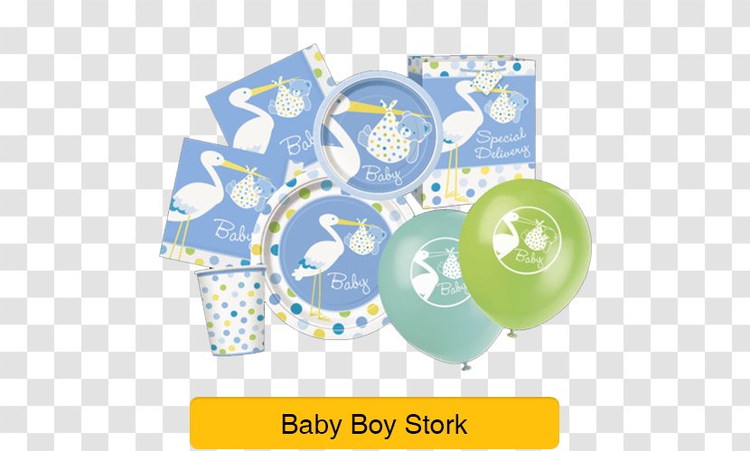 Baby Stork Plates 23cm 8pk 8 Teller Storch Blau Paper Shower Party Product - Material - Gifts Transparent PNG