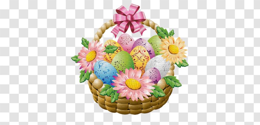 Easter Bunny Basket Clip Art - Cut Flowers Transparent PNG
