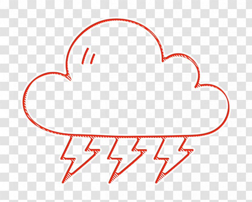 Cloud Icon Lightening Storm - Love Line Art Transparent PNG