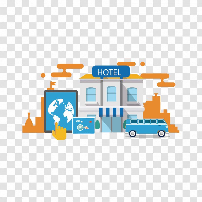Online Hotel Reservations Booking.com Internet Booking Engine Package Tour - Orange - Vector Tablet PC And Architecture Transparent PNG