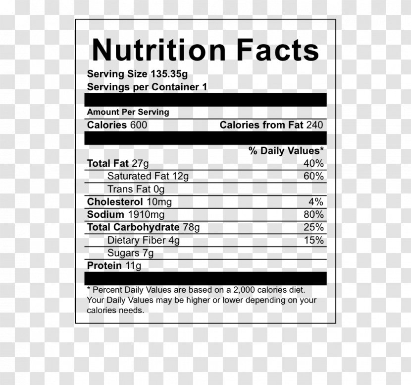 Nutrition Facts Label Nutrient Broccoli Calorie - Tree Transparent PNG