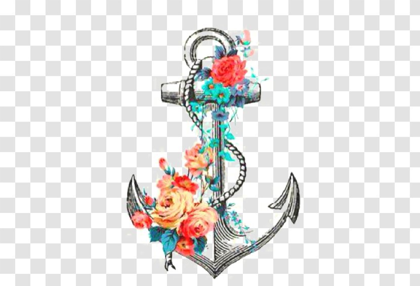 Anchor Tattoo Flower Rose Drawing Transparent PNG