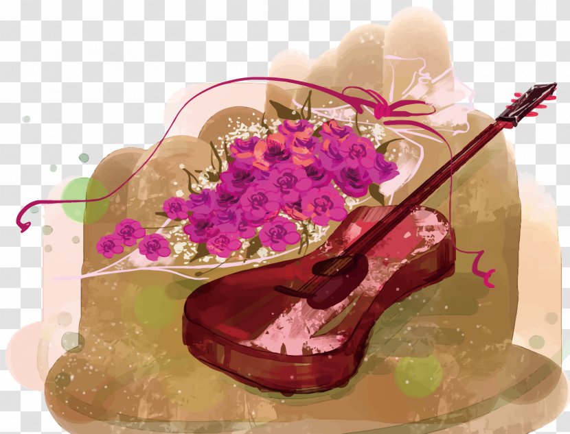 Watercolor Painting Violin - Flower - Vector And Transparent PNG