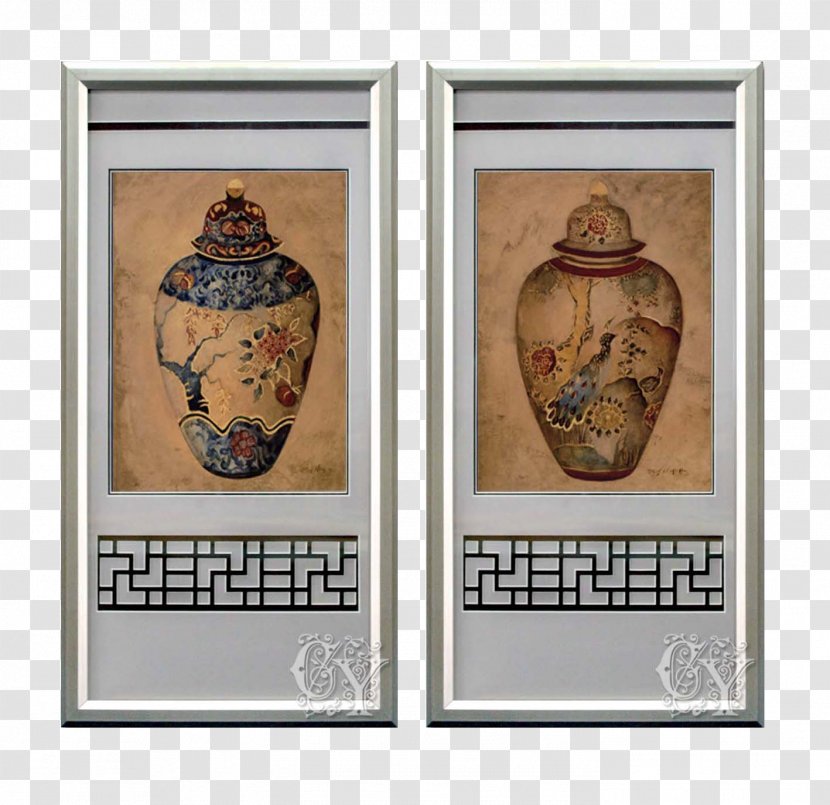 Mural Aluminium - Vintage Ancient Chinese Aluminum Frame Rectangular Bottle Transparent PNG