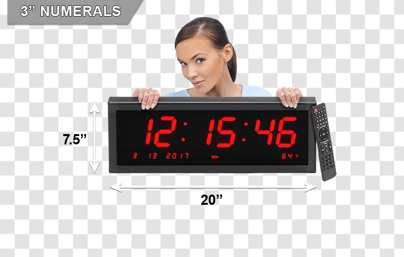 Alarm Clocks Large Calendar Multi-Alarm With Seconds Display For Desk Or Wall Symple Stuff Super LED Clock Device - Led Date Transparent PNG